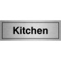  Brushed aluminium Kitchen sign with bold black lettering and framed design