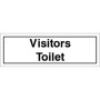 Visitors toilet door sign with black text on white background
