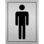 Brushed Aluminum Male toilet symbol sign with black figure