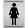Brushed Aluminum Ladies Symbol Toilet Sign with black female pictogram