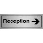  Brushed aluminium Reception Right Door Sign safety signs with right arrow