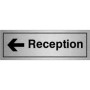 Brushed aluminium Reception Left Door Sign with left-pointing arrow