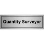 Brushed Aluminum Quantity Surveyor Door Sign with bold black text