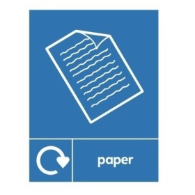 Paper Recycling sign with paper waste symbol for recycling bin identification