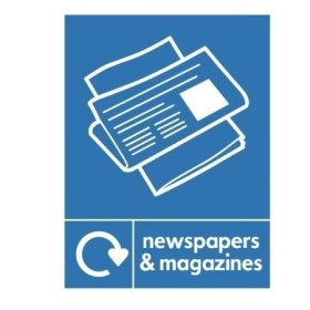 Newspaper and Magazines Recycling sign with recycling symbol for paper waste collection