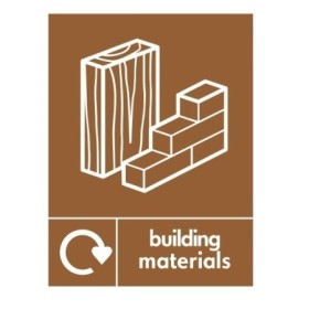 Building Materials Recycling sign with construction materials recycling symbol