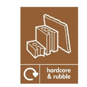 Hardcore And Rubble Recycling sign with construction waste recycling symbol