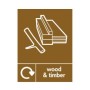 Wood and timber recycling waste sign with recycling symbol