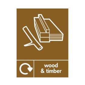 Wood And Timber Recycling sign with timber recycling symbol