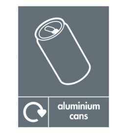 Aluminium Cans Recycling sign with aluminium can recycling symbol for recycling bin identification