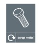 Scrap Metal Recycling sign with metal recycling symbol for scrap metal collection