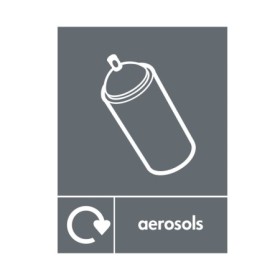 Aerosols Recycling sign with aerosol can recycling symbol for recycling bin identification