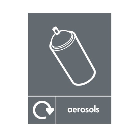 Aerosols Recycling sign with aerosol can recycling symbol for recycling bin identification
