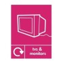 TVs and monitors recycling sign with monitor symbol for e-waste disposal