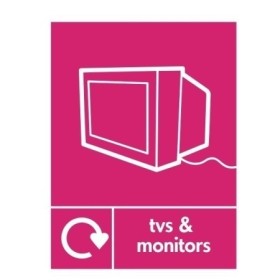 TV's And Monitors Recycling sign with electronic equipment recycling symbol