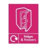 Fridges and freezers recycling sign with appliance symbol for recycling waste areas