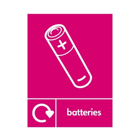 Batteries Recycling sign with battery recycling symbol for battery collection point
