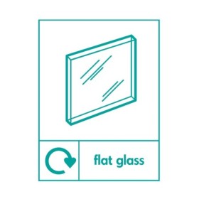 Flat Glass Recycling sign with flat glass recycling symbol