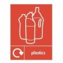 Plastics recycling sign with plastics recycling symbol