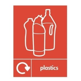 Plastics recycling sign with plastics recycling symbol