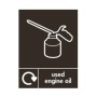 Used engine oil recycling sign with oil can symbol