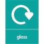 Glass recycling sign with recycling symbol