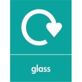 Glass recycling sign with recycling symbol