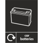 Car batteries recycling sign with battery symbol