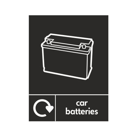 Car batteries recycling sign with battery symbol