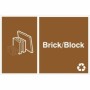 Brick and block recycling sign with masonry recycling symbol