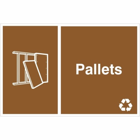 Pallets recycling sign with pallet symbol for designated recycling areas