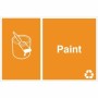 Paint recycling sign with paint can recycling symbol