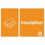 Insulation recycling sign with insulation roll recycling symbol