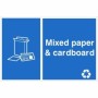 Mixed paper and cardboard recycling sign with recycling symbol