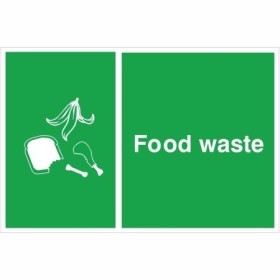 Food waste recycling sign with food waste disposal symbols