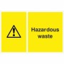 Hazardous waste recycling sign with warning symbol