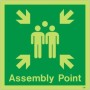Glow in the dark assembly point sign with emergency gathering symbol