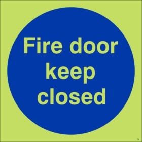 Glow in the Dark Fire Door Keep Closed photoluminescent mandatory sign