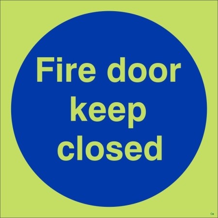Glow in the Dark Fire Door Keep Closed photoluminescent mandatory sign