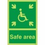 Glow in the dark Safe Area sign with wheelchair symbol and arrows