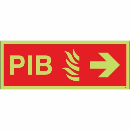 Glow in the dark Premises Information Box PIB arrow right sign