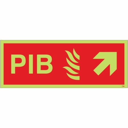 Glow in the dark Premises Information Box PIB arrow up right sign