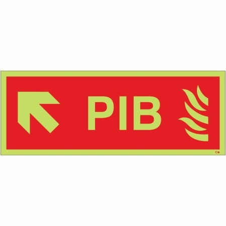 Glow in the dark Premises Information Box PIB arrow up left sign