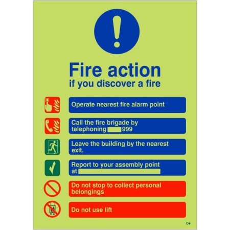 Glow in the dark fire action if you discover a fire sign