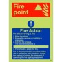 Fire Point Fire Action glow in the dark emergency safety sign
