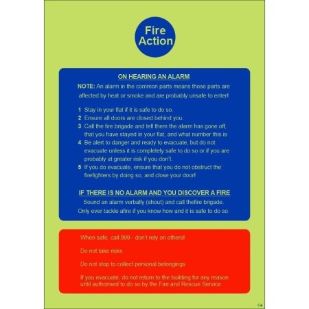 Glow in the dark stay indoors stay put fire action notice sign