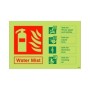Glow in the dark water mist fire extinguisher safety sign