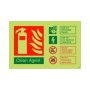 Glow in the dark clean agent fire extinguisher ID safety sign