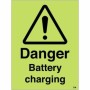 Glow in the dark danger battery charging warning sign