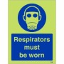 Glow in the dark Respirators Must Be Worn mandatory safety sign